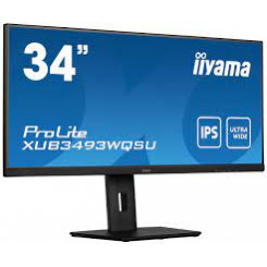 Iiyama ProLite XUB3493WQSU-B5 - LED monitor - 34" - 3440 x 1440 UWQHD @ 75 Hz - ADS-IPS - 400 cd/m² - 1000:1 - 4 ms - HDMI, DisplayPort - speakers - matte black 